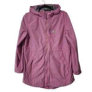 Carhartt Womens Rockford Coat Rain Defender Hooded Full-Zip Relaxed Pink Size M